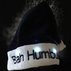 Flashing Bah Humbub Black Santa Hat