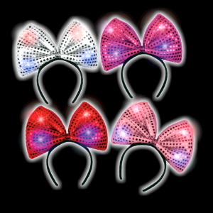 Multi-Color LED Flashing Assorted Color Sequined Bow Headband