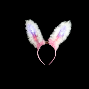 LED Flashing Pink Furry Bunny Ear Headband