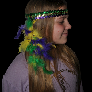Sequin Mardi Gras Feather Headband