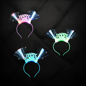 Green Happy New Year Flashing Fiber Optic Boppers