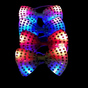 XL Flashing Sequined Bow Headband Red/Green
