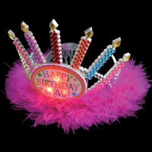 LED Happy Birthday Flashing Tiara In Clear Display Box