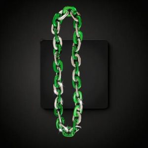 LED Flashing Oversized Green/Silver Chain Link Necklace