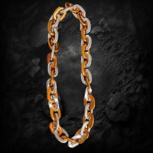 LED Flashing Oversized Orange/Silver Chain Link Necklace