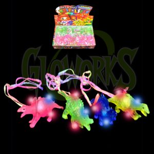 Flashing Squeeze Dinosaur Necklace - Asst. Colors - (I-24)