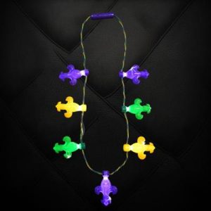 Fleur De Lis Flashing 7 Charm Necklace /Case