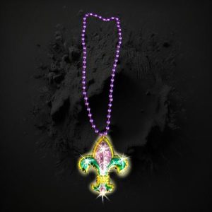 Fleur De Lis Beaded Flashing Necklace