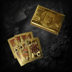 Golden 52 Card Paying Deck With Benjamin Franklin Face