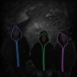 EL Wire Light Up Hoodie Black Hoodie With Assorted Pink/Blue/Green EL Wire