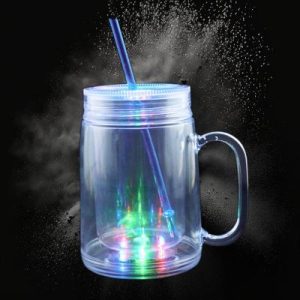 Multi-Color LED Flashing Mug With Lid And Straw 20 Oz
