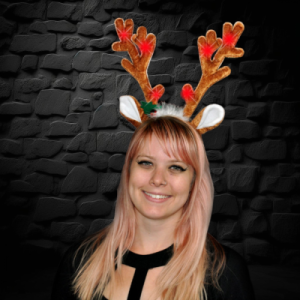 Red LED Flashing Reindeer With Jingle Bells