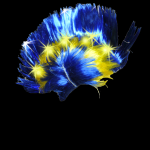 Blue/Yellow Flashing Mohawk Wig