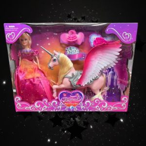 Boxed Toy Doll With Horse Set
