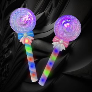 Assorted Pink/Blue LED Spinning Lollipop Wand With Light Up Handle