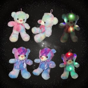 Plush Assorted Rainbow Bear With Multi-Color LED Lights