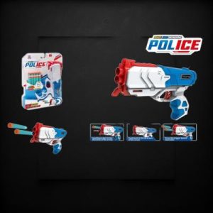 Carded Police Force Toy Gun With 10 Foam Darts Blister Packed