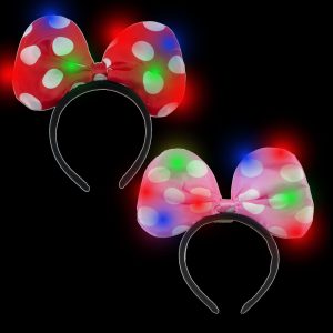 Assorted Color LED Flashing Polka Dot Bow Headband /