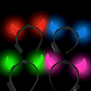 Small Assorted Red, Pink, Green, Blue Flashing Devil Horn Headband