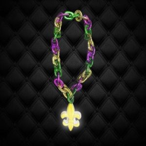LED Flashing Chain Link Mardi Gras Color Necklace B26C