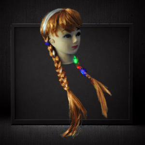 Brown Wig With White Streak And LED Lights