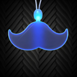 LED ACrylic Flashing Mustache Necklace On Non-Flashing Lanyard