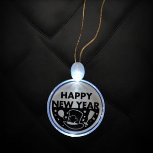 LED ACrylic Happy New Year Pendant On Non-Flash Lanyard