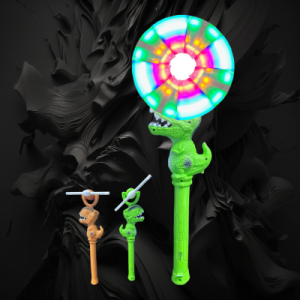 Dinosaur Windmill Wand Green/Brown Assorted