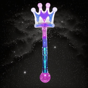 LED Multi-Color Flashing Glitter Crown Wand With Small Ball At
