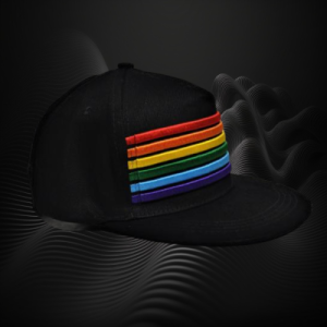 Black Baseball Cap With Rainbow Flag Embroided On Front /Case
