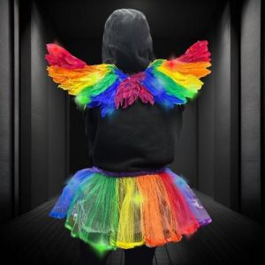 Large Carded Rainbow LED Tutu And Fairy Wing Set