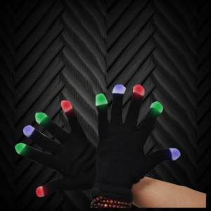 Black Gloves W/Flashing Fingertips 144 Pairs/