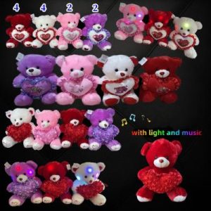 Plush Assorted Rainbow Bears With Multi-Color LED Lights