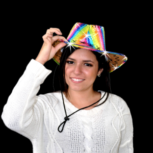 Flashing Rainbow Cowboy Hat With Lacing