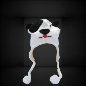 Black/White Knit Dog Wool Hat