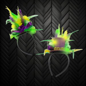 Mardi Gras LED Mini Hat On Headband With Feathers