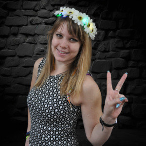 Large White Flower Headband Crown With Mulit-Color LED Lights