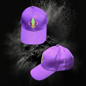 Mardi Gras Baseball Cap With Fleur De Lis On Front