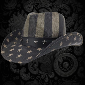 USA Flag Printed Black/Grey High Quality Straw Hat