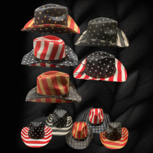 Assorted Print Straw USA Cowboy Hat