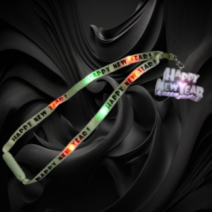 Happy New Year Flashing Charm On Cloth Happy New Year Lanyard