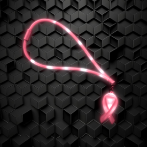 Flashing Pink Lanyard With Pink Ribbon