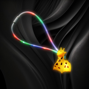 Flashing Giraffe Charm With Multi Color Lanyard