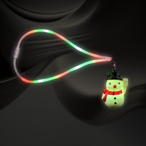 Multi Color Lanyard With Light Up Snowman Charm