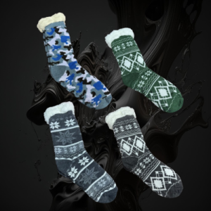 Assorted Style Plush Fuzzy Winter Socks With Rubber Grip
