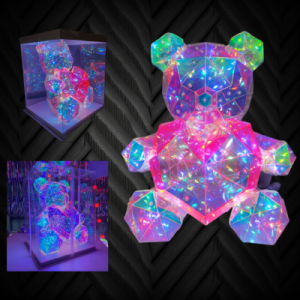 12" LED ACRYLIC CRYSTAL BEAR FIGURE IN DISPLAY BOX